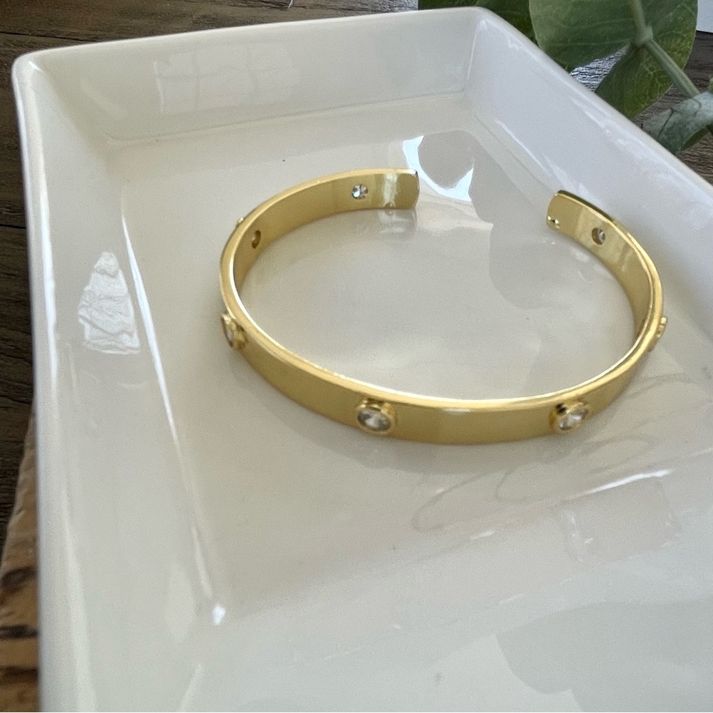 Gold Cuff with clear stone detail